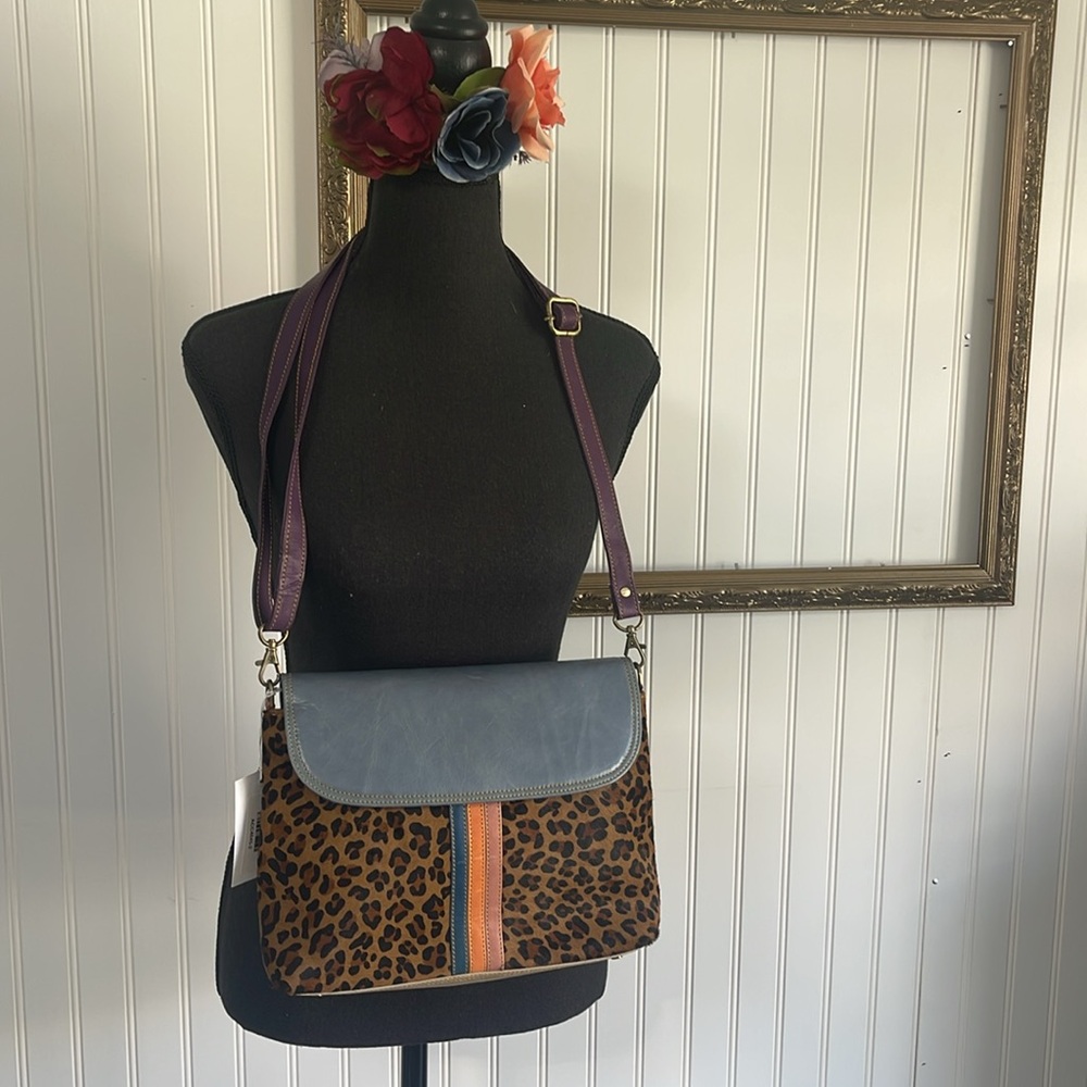 Folklore Couture Crossbody bag- Genuine Leather-Leopard- Clutch